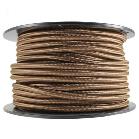 2 conductor brown round cloth covered cord - 100 ft. Spool - Nostalgicbulbs.com