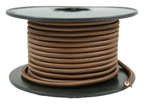 2 conductor brown round cloth covered cord - Per ft. - Nostalgicbulbs.com