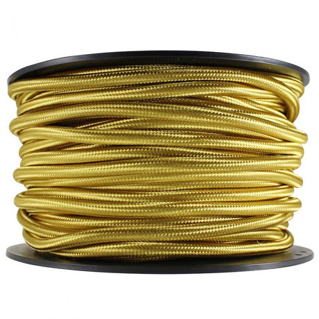 2 conductor gold round cloth covered cord - 100 ft. Spool - Nostalgicbulbs.com