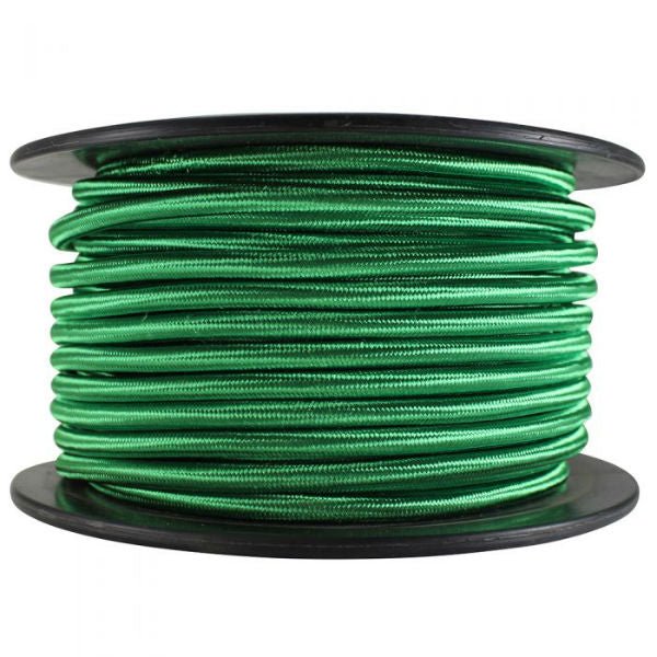 2 conductor green round cloth covered cord - 100 ft. Spool - Nostalgicbulbs.com
