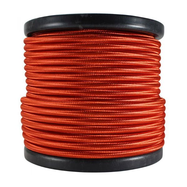 2 conductor red round cloth covered cord - 100 ft. Spool - Nostalgicbulbs.com
