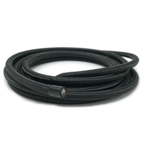 3 Conductor Black Cloth Covered Cord - 100 ft Spool - Nostalgicbulbs.com