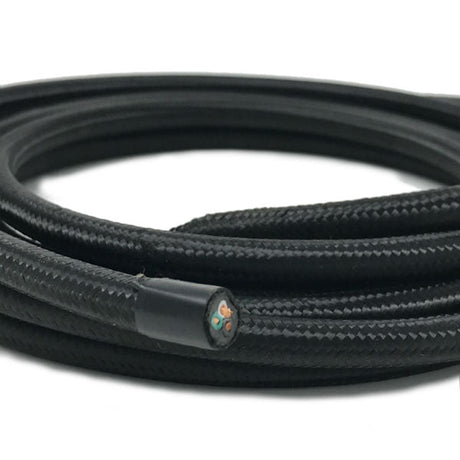 3 Conductor Black Cloth Covered Cord - Per Foot - Nostalgicbulbs.com