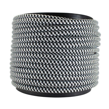 3 Conductor Black & White Rayon Covered Cord - 100 ft. Spool - Nostalgicbulbs.com