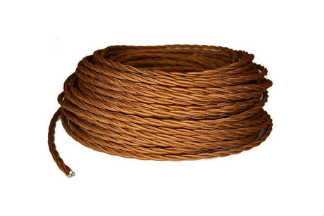 3 Conductor Bronze Twisted Rayon Covered Cord - Per Foot - 18 AWG - Nostalgicbulbs.com