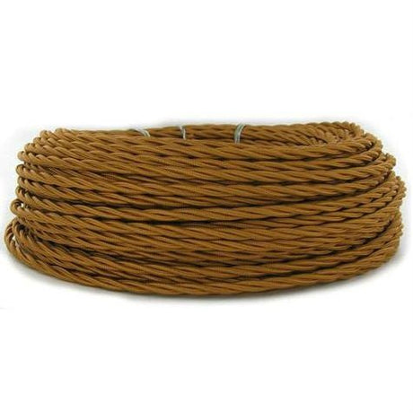 3 Conductor Bronze Twisted Rayon Covered Cord - Per Foot - 18 AWG - Nostalgicbulbs.com