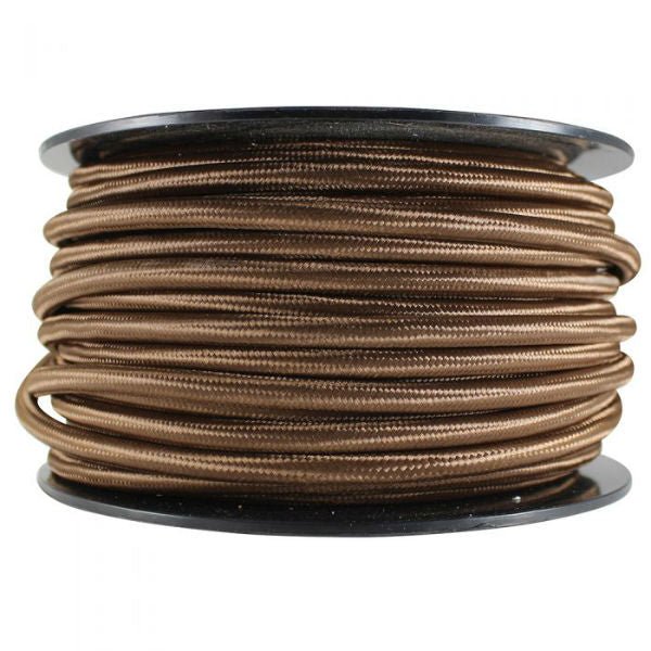 3 Conductor Brown Rayon Covered Cord - 100 ft. Spool - Nostalgicbulbs.com