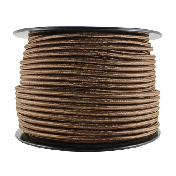 3 Conductor Brown Rayon Covered Cord - 250 ft Spool - Nostalgicbulbs.com
