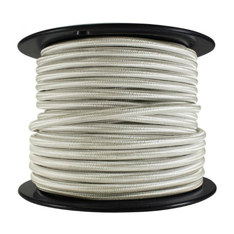 3 Conductor Cream Cloth Covered Cord - 100 ft Spool - Nostalgicbulbs.com