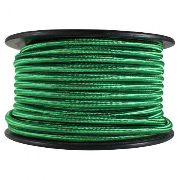 3 Conductor Green Cloth Covered Cord - 100 ft Spool - Nostalgicbulbs.com