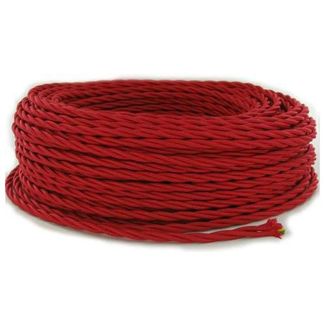 3 Conductor Red Twisted Rayon Covered Cord - Per Foot - 18 AWG - Nostalgicbulbs.com