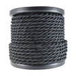 3 Conductor Twisted Black Cloth Covered Cord - 100 ft. Spool - Nostalgicbulbs.com