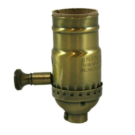 3-Way 2-Circuit Antique Brass Socket - Nostalgicbulbs.com