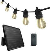 35 ft. Solar LED String Patio Lights - 15 Sockets (E26) - With Remote Control - Nostalgicbulbs.com