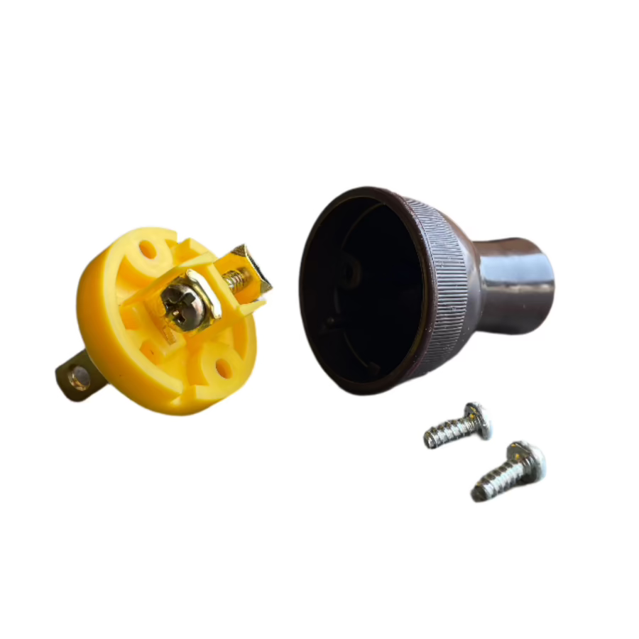 Open View - Round Brown Electrical Wire Attachment Plug