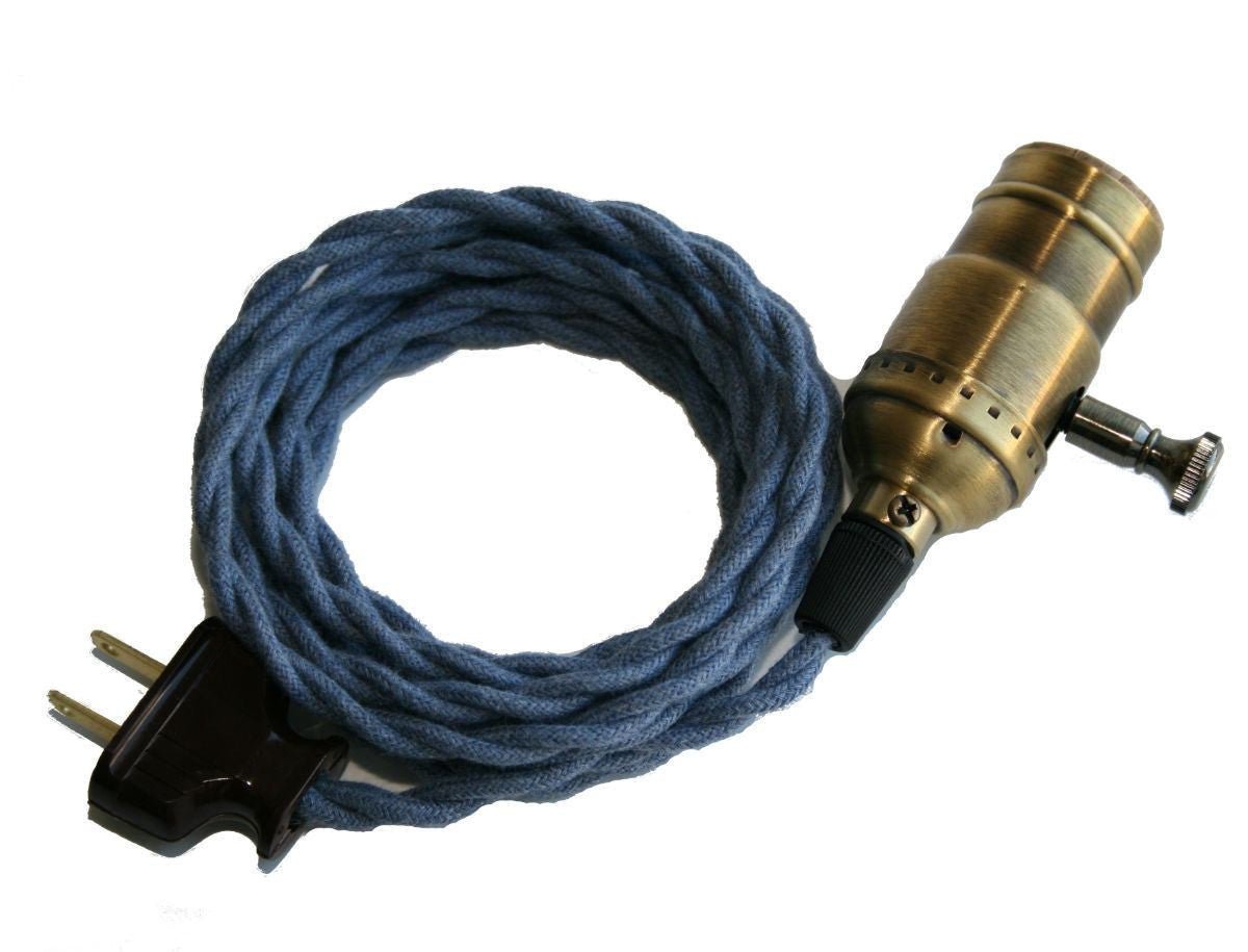 Antique Brass Dimming Denim cord Pendent - Nostalgicbulbs.com