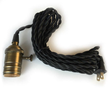 Antique Brass On/Off Socket Swag Lamp - 15 ft. Cord - Nostalgicbulbs.com