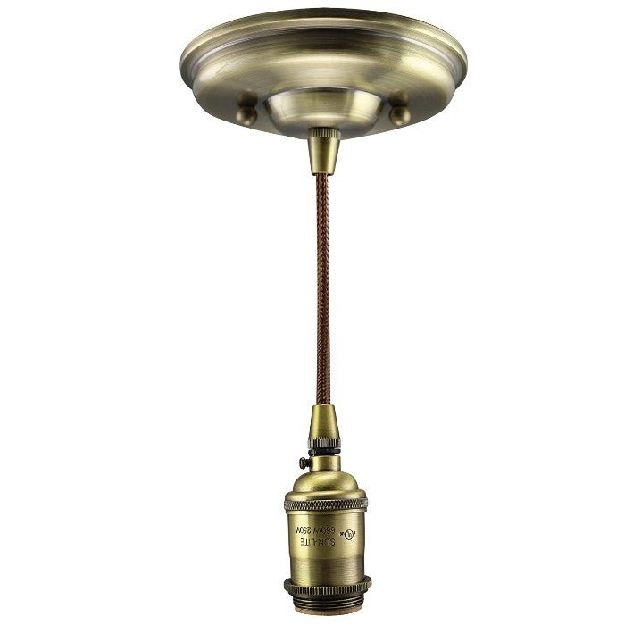 Antique Brass UNO Threaded Socket Pendant Light - Nostalgicbulbs.com