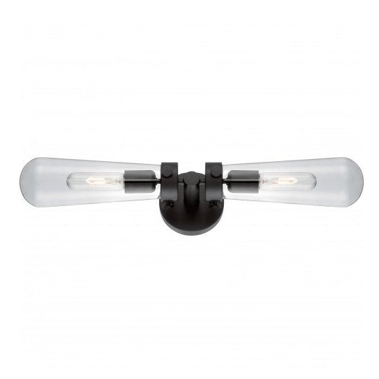 Beaker 2-Lights Sconce - Aged Bronze Finish with Clear Glass Shade - Nostalgicbulbs.com