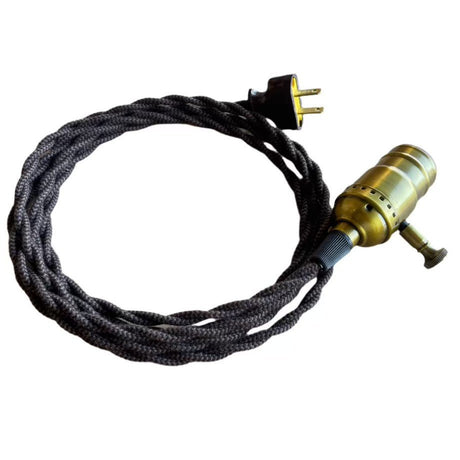 Black and Brown Twisted Cord Dimming Hanging Lamp - Nostalgicbulbs.com