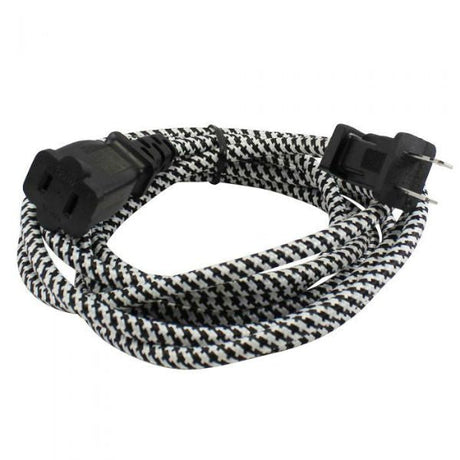 Black and White Cloth Covered Extension Cord 9 ft. SVT 2 - Nostalgicbulbs.com