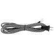 Black and White Cloth Parallel Cord with molded Plug - 11 ft. - Nostalgicbulbs.com