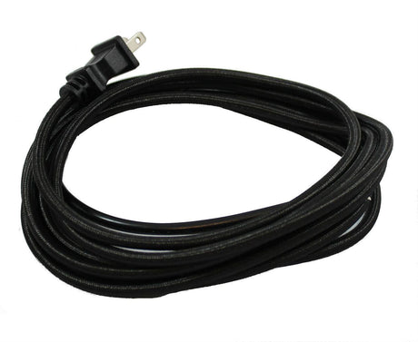 Black Cloth Covered Cord with molded Plug - 10 ft. - Nostalgicbulbs.com