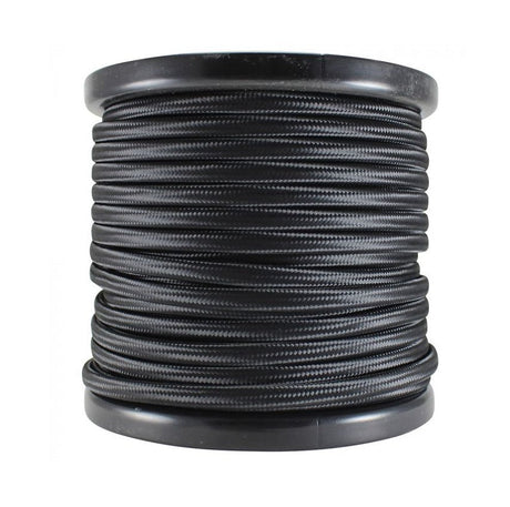 Black Cloth-Covered Parallel (Flat) Cord - 100 foot spool - Nostalgicbulbs.com