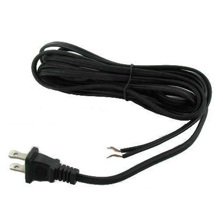 Black Cloth Parallel Cord with molded Plug - 10 ft. - Nostalgicbulbs.com