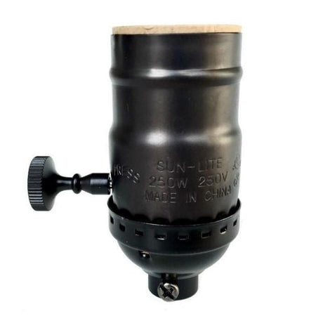 Black Over Brass 3 - Way Turn Knob Socket - Nostalgicbulbs.com