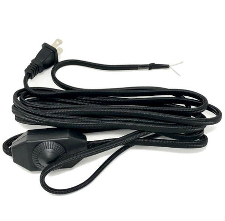 Black Parallel Cloth Covered Cord with Full Range Dimmer Switch - Nostalgicbulbs.com