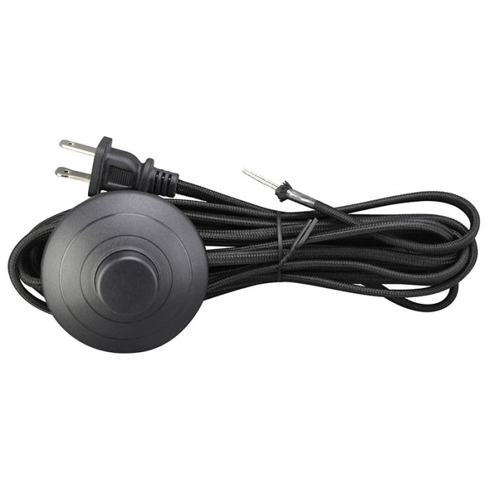 Black Parallel Cloth Covered Cord with On/Off Euro Style Food Switch - Nostalgicbulbs.com