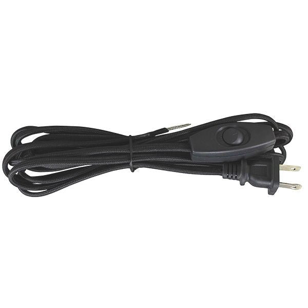 Black Parallel Cloth Covered Cord with On/Off Toggle Switch & Molded Plug - Nostalgicbulbs.com