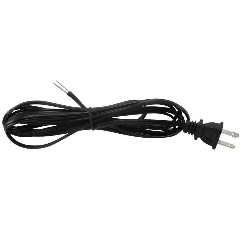 Black Parallel Cord set with molded Plug - 8 ft. - 16 ft. - Nostalgicbulbs.com