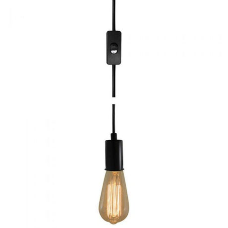 Black Plug-In Pendant Lamp - 15 ft. Cord and On/Off Switch - Nostalgicbulbs.com