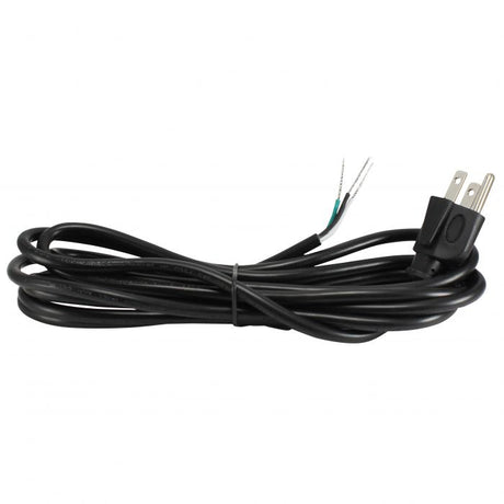 Black Round SVT 3 Conductor Cord set with a molded Plug - 10 ft. - Nostalgicbulbs.com