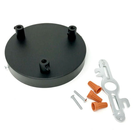 Black Rounded 3 Hole Ceiling Canopy Kit 6" - Nostalgicbulbs.com