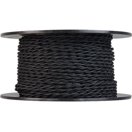 Black Twisted cloth wire - 20 AWG - 250 ft. Spool - Nostalgicbulbs.com