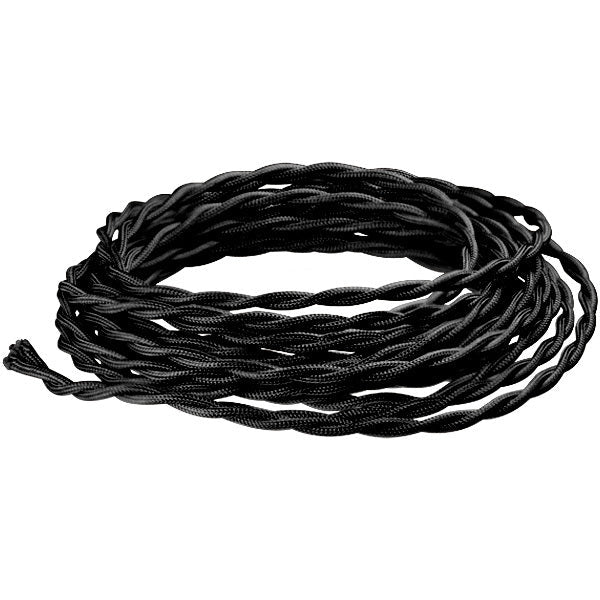 Black Twisted cloth wire - Per ft. - 18 AWG - Nostalgicbulbs.com