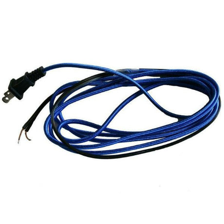 Blue Cloth Covered Parallel Cord with molded Plug - 10 ft. - Nostalgicbulbs.com