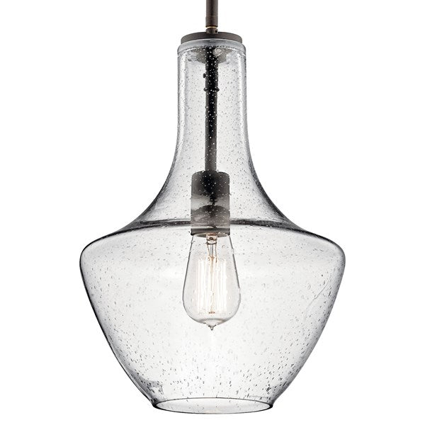 Bodega Schoolhouse One Light Pendant Lamp with seeded glass - Nostalgicbulbs.com