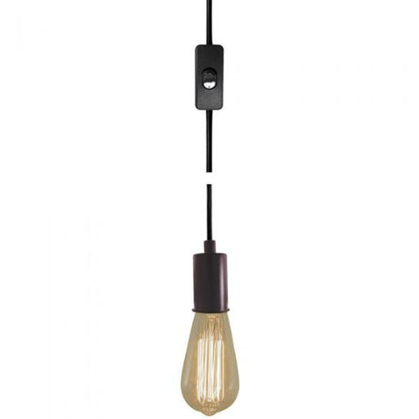 Bronze Plug-In Pendant Lamp - 15 ft. Black Cord and On/Off Switch - Nostalgicbulbs.com