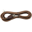 Brown Cloth Covered Cord with molded Plug - 3 Conductor - 11 ft. - Nostalgicbulbs.com
