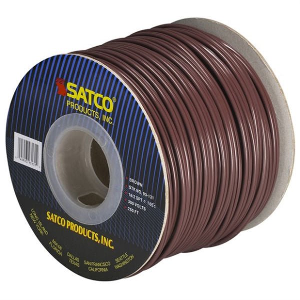 Brown Lamp Wire SPT-1 -18/2 105 degrees - 250 ft. spool - Nostalgicbulbs.com