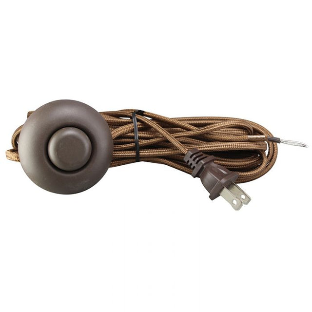 Brown Parallel Cloth Covered Cord with On/Off Pillow Style Food Switch - Nostalgicbulbs.com