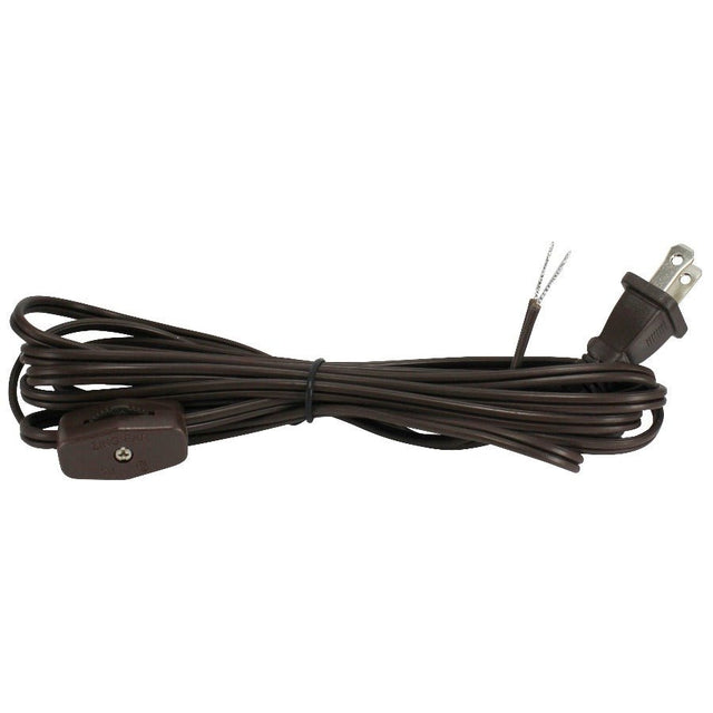 Brown Parallel Cord set with on/off line switch and Plug - 9 ft. - Nostalgicbulbs.com
