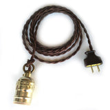 Brown Twisted Cloth Antique cord Lamp with Loop Grip - Nostalgicbulbs.com