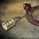 Brown Twisted Cloth Antique cord Lamp with Loop Grip - Nostalgicbulbs.com