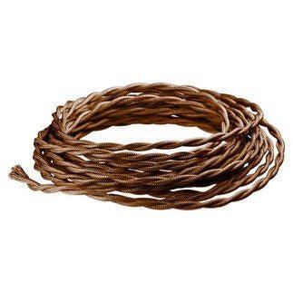 Brown Twisted cloth wire- Per ft. - 20 AWG - Nostalgicbulbs.com