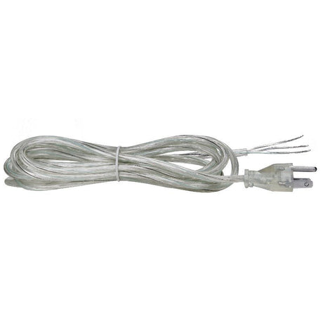 Clear Round SVT 3 Conductor Cord set with a molded Plug - 10 ft. - Nostalgicbulbs.com